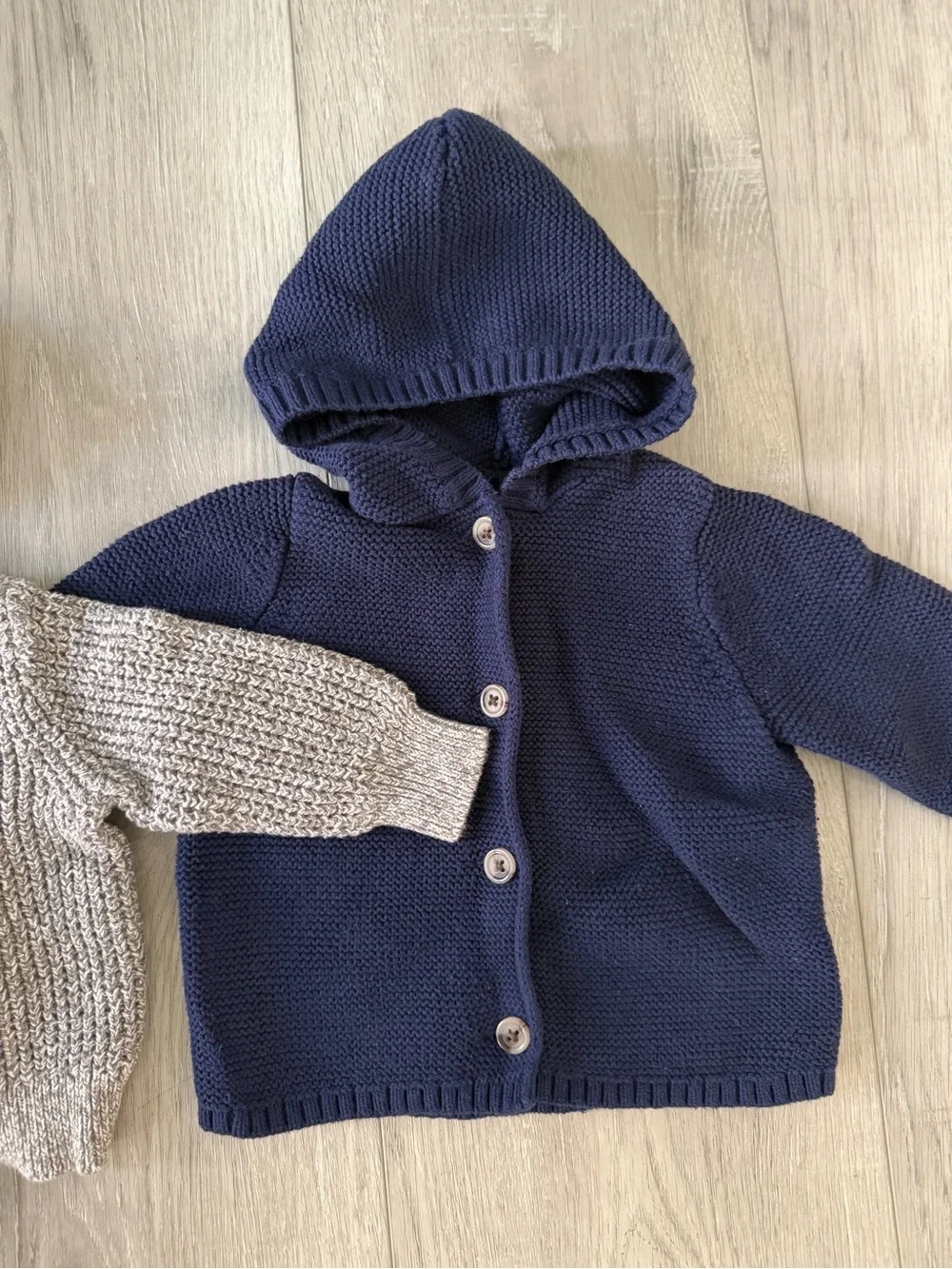 Old Navy Hooded Button Cardigans - Navy & Light Gray